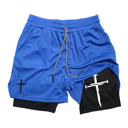 Short de sport avec collant intégré et design croix – Confort et performance