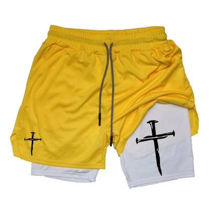 Short de sport avec collant intégré et design croix – Confort et performance