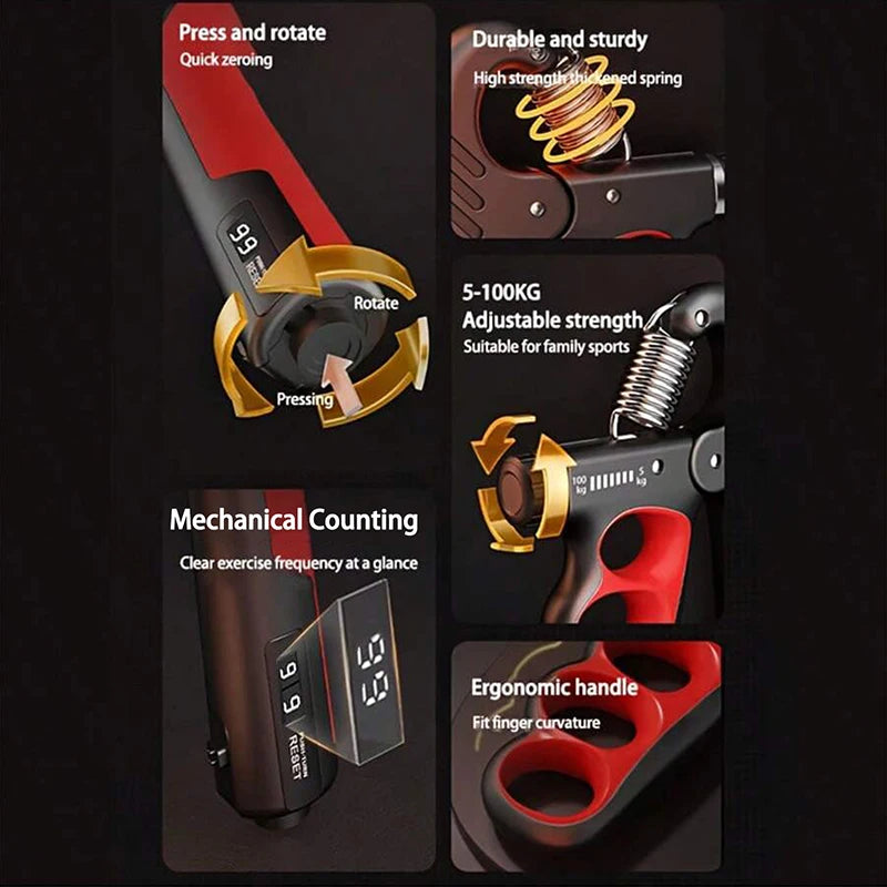 Hand Grip ajustable 5-100kg - Renforcement musculation et rééducation